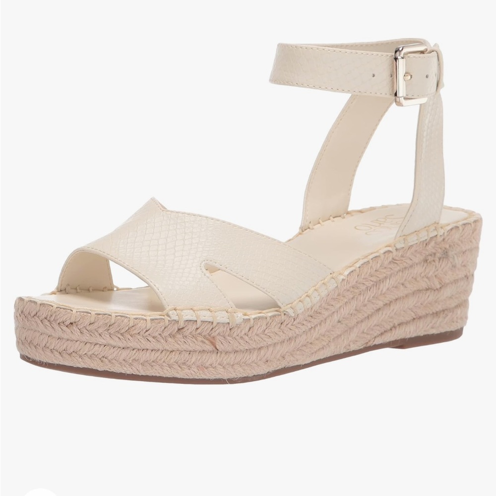 Cream / white low heel comfortable espadrille